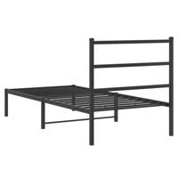 Bedframe met hoofdbord metaal zwart 90x190 cm - thumbnail