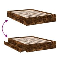 Bedframe met lades bewerkt hout gerookt eikenkleurig 120x190 cm - thumbnail