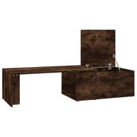 Salontafel 150x50x35 cm bewerkt hout gerookt eikenkleurig - thumbnail