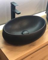 B-Stone Romy zwarte waskom ovaal 49x34cm getrommeld - thumbnail