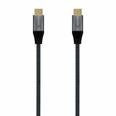 AISENS USB 2.0 kabel aluminium 5A 100W E-MARK - USB-C/M-USB-C/M - 1,0 m - grijs