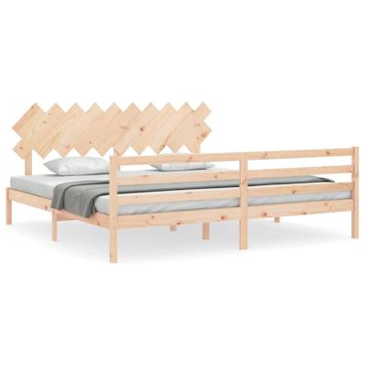 Bedframe met hoofdbord massief hout 200x200 cm