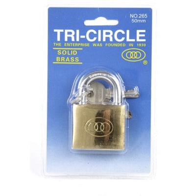 Tricircle Tri-circle hangslot 50mm - messing, 3 sleutels, 50mm beugel, goudkleurig