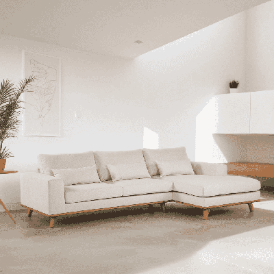 BASE 3-zits Loungebank 'Omid' Rechts, Geweven, kleur Beige BASE 3-zits Loungebank 'Omid' Rechts, Geweven, kleur Beige