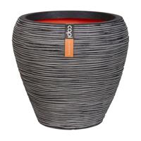 Capi nature rib nl bloempot tapered round 42x38 cm antraciet - thumbnail