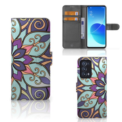 OPPO Reno 6 Pro Plus 5G Hoesje Purple Flower OPPO Reno 6 Pro Plus 5G Hoesje Purple Flower