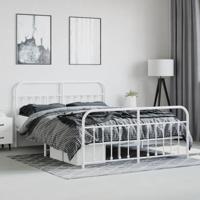 Bedframe met hoofd- en voeteneinde metaal wit 183x213 cm - thumbnail