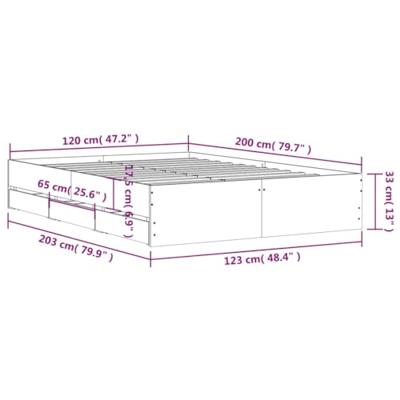 Bedframe met lades bewerkt hout gerookt eikenkleurig 120x200 cm