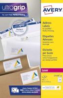 Avery L7159, Adresetiketten, Laser, Ultragrip, wit, 40 vellen, 24 per vel, 63,5 x 33,9 mm - thumbnail
