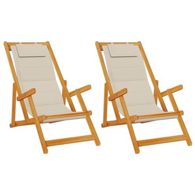 Strandstoel 2 pcs Bruin 61.5 x 123 x 82cm Massief acaciahout