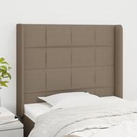 Hoofdbord met randen 93x16x118/128 cm stof taupe - thumbnail