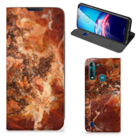 Motorola Moto G8 Power Lite Standcase Marmer Bruin - thumbnail