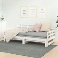 Slaapbank uitschuifbaar massief grenenhout wit 2x(90x200) cm - thumbnail