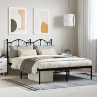 Bedframe met hoofdbord metaal zwart 140x200 cm - thumbnail