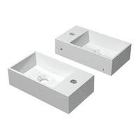 INK - Fontein Polystone Vierkant met Kraangat Rechts - 400x220x100 mm - Glans Wit - thumbnail