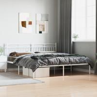 Bedframe met hoofdbord metaal wit 183x213 cm - thumbnail