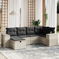 6-delige Loungeset met kussens poly rattan lichtgrijs - thumbnail