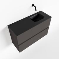 MONDIAZ ADA 80cm toiletmeubel dark grey. LEX wastafel urban rechts zonder kraangat - thumbnail