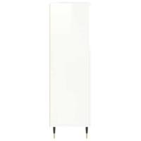 Badkamerkast 30x30x100 cm bewerkt hout hoogglans wit - thumbnail