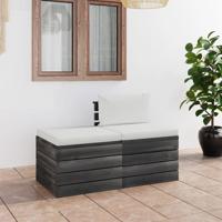 2-delige Loungeset met kussens pallet massief grenenhout - thumbnail