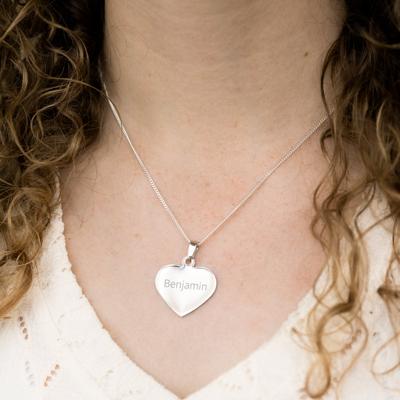 Ketting hart hanger met tekst - zilver