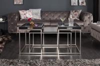 Salontafel Liverpool set van 3 zwart dienblad - thumbnail