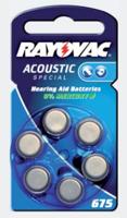 Rayovac Varta Rayovac akoestische speciale kwikvrije grootte 675 hoortoestelbatterijen - 6-pack - thumbnail
