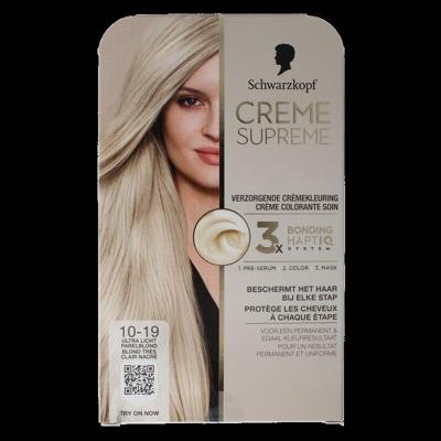 Schwarzkopf Creme Supreme Crèmekleuring 10-19 Ultralicht Parelblond Schwarzkopf Creme Supreme Crèmekleuring 10-19 Ultralicht Parelblond