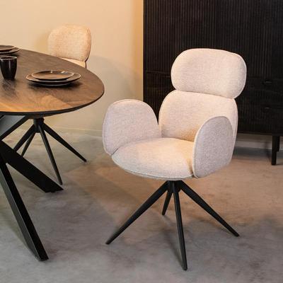 LABEL51 Eetkamerstoel Vidar - Naturel - Boucle - Black Frame