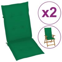 Tuinstoelkussens 2 st 120x50x3 cm groen - thumbnail