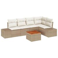 Tuinbankenset met opslag 6 pcs Beige en Crème poly rattan - thumbnail