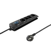 Qoltec 50104 stekkerdoos met overspanningsbeveiliging, 4-voudig zwart - thumbnail