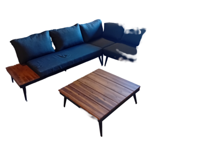 Silverstone loungeset black, acacia inclusief anthracite kussens met tafel 80x80 cm Yoi - Yoi