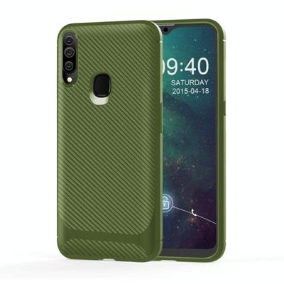 Voor Galaxy A20s Carbon Fiber textuur schokbestendig TPU beschermhoes (groen) Voor Galaxy A20s Carbon Fiber textuur schokbestendig TPU beschermhoes (groen)