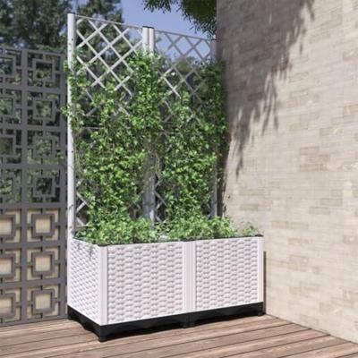 VidaXL Plantenbak met latwerk 80x40x136 cm polypropeen wit