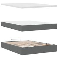 Ottoman bed met matras 140x190cm stof donkergrijs - thumbnail