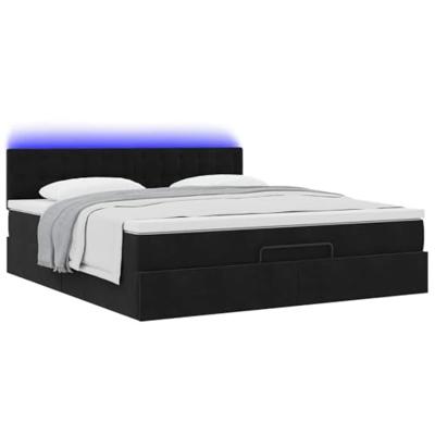 Ottoman bed met matras en LED's 160x200cm fluweel zwart