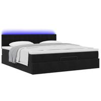 Ottoman bed met matras en LED's 160x200cm fluweel zwart - thumbnail