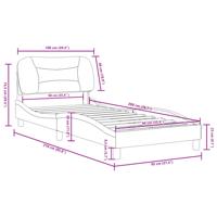 Bedframe met hoofdbord kunstleer wit en zwart 90x200 cm - thumbnail
