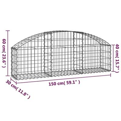 VidaXL Schanskorf gewelfd 150x30x40/60 cm gegalvaniseerd ijzer VidaXL Schanskorf gewelfd 150x30x40/60 cm gegalvaniseerd ijzer