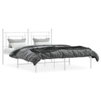Bedframe met hoofdbord metaal wit 160x200 cm - thumbnail