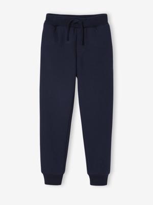 Joggingbroek van sweatstof voor jongens met sherpa voering marineblauw