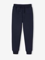 Joggingbroek van sweatstof voor jongens met sherpa voering marineblauw - thumbnail