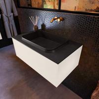 Badkamermeubelset Mondiaz Erin 80 cm met 1 Lade met RIDGE Wastafel Midden Urban Zonder Kraangaten Greeploos Mat Linen - thumbnail