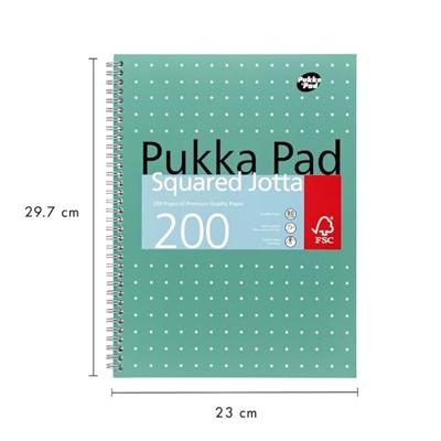Collegeblok pukka jotta a4 rt 5x5 4-g 200pags gn