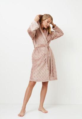 Blush damesbadjas tufted met hartjes - capuchon - fleece-l