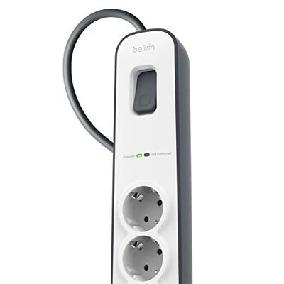 Belkin Spanningsbeveiliger met 4 stopcontacten en 2 USB-poorten stekkerdoos Belkin Spanningsbeveiliger met 4 stopcontacten en 2 USB-poorten stekkerdoos