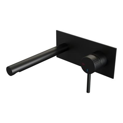 BRAUER Stripe Inbouw Wastafelmengkraan - rechte uitloop en afdekplaat model A1 - mat zwart 5-S-330