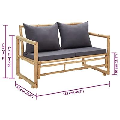 Tuinbank met kussens 115 cm bamboe - thumbnail