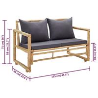Tuinbank met kussens 115 cm bamboe - thumbnail